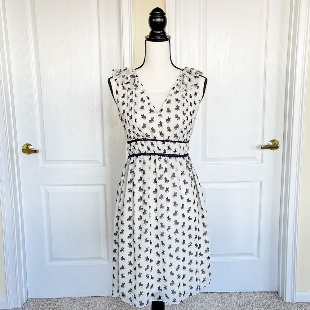 Chelsea & Violet XS Rodeo Patterned Ruffled Sleeves A-Line Elastic Waisted Dress